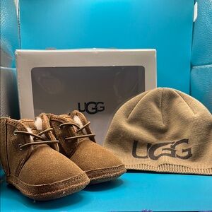 UGG Kids Brown Booties and Hat Set